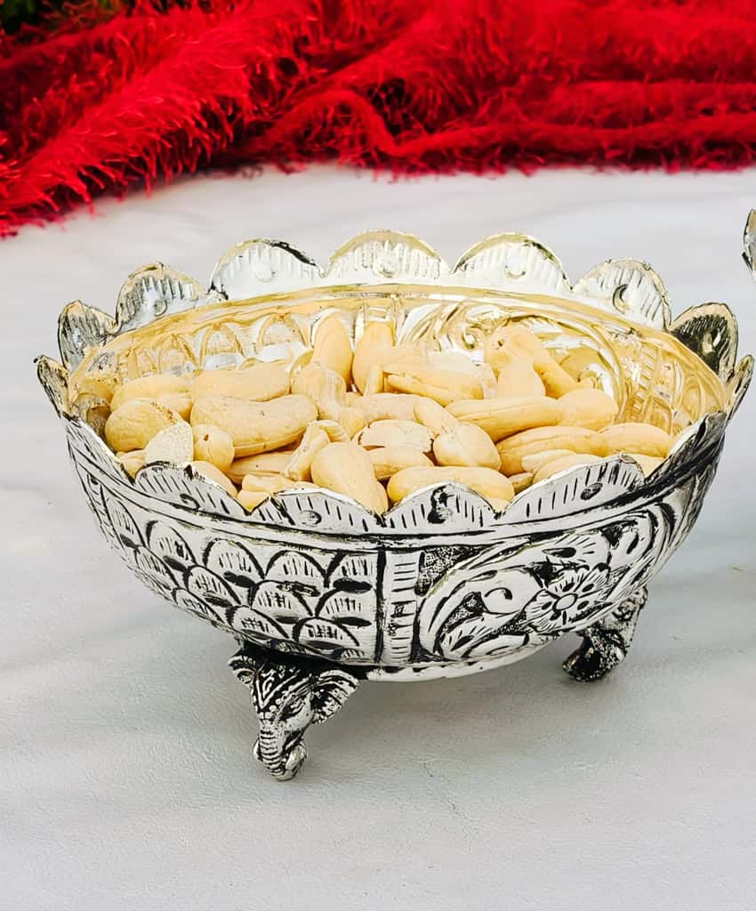 Antique German silver elephant urli bowl set of 2 for sweets/ snacks/ gift item